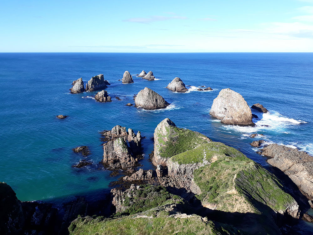 View from Nugget Point lighthouse walk on our Stewart Island and Catlins Tour